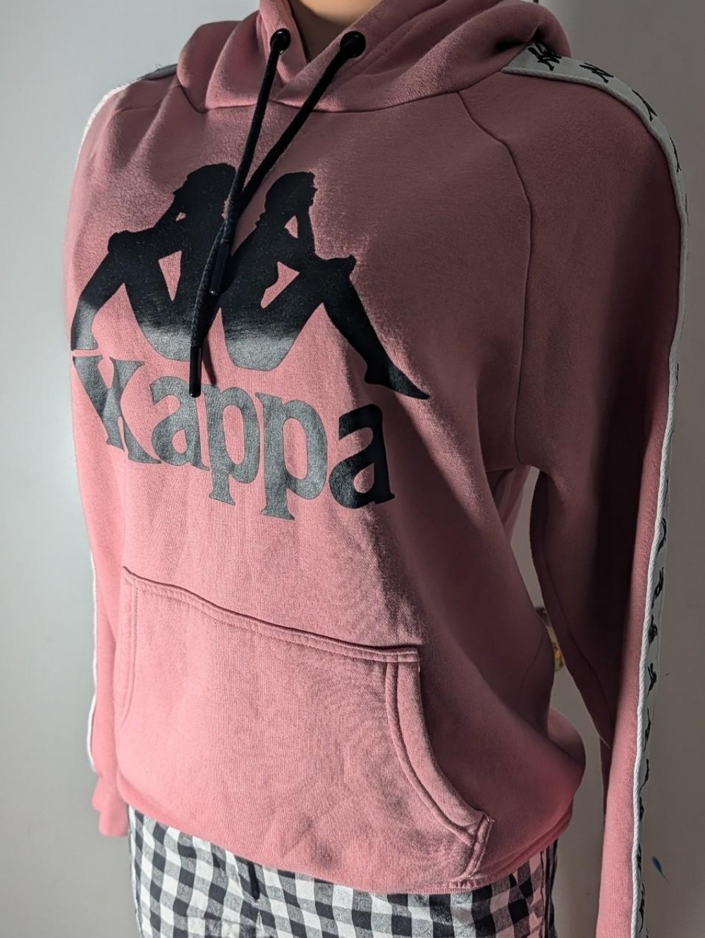 Kappa Dusty Rose Men Hoodie with Black Logo Size M